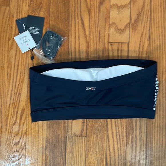 Tommy Hilfiger Bandeau Top Classic Bikini Bottom Swimsuit Navy size M NWT - Picture 2 of 13